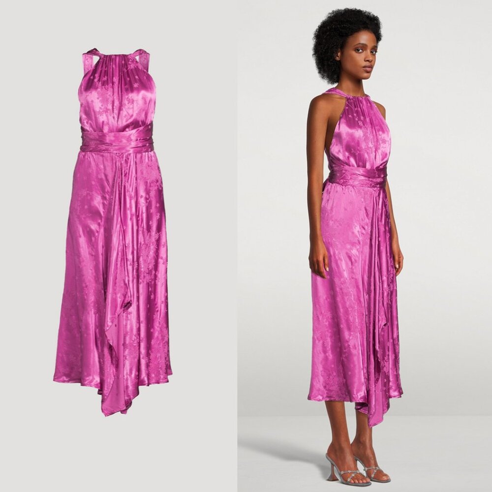 Sabina Musayev Juniper Floral Satin Midi Dress